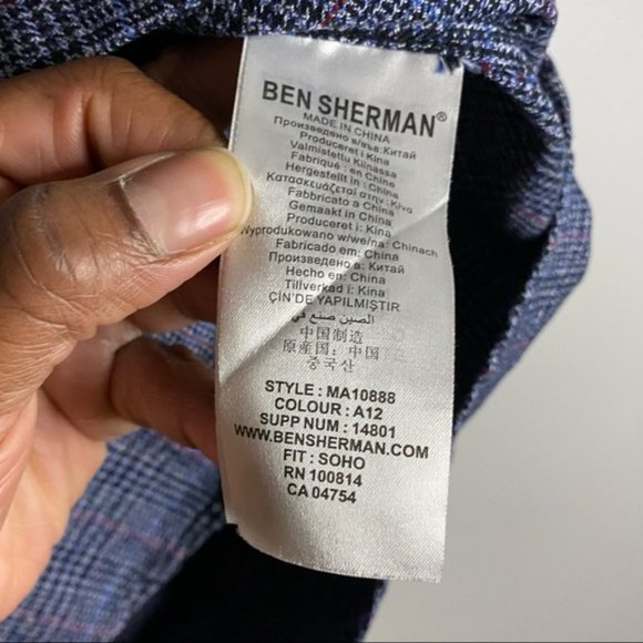 Ben Sherman Men's Marl Prince Of Wales Check Woven Button Down Shirt - Picture 3 of 8